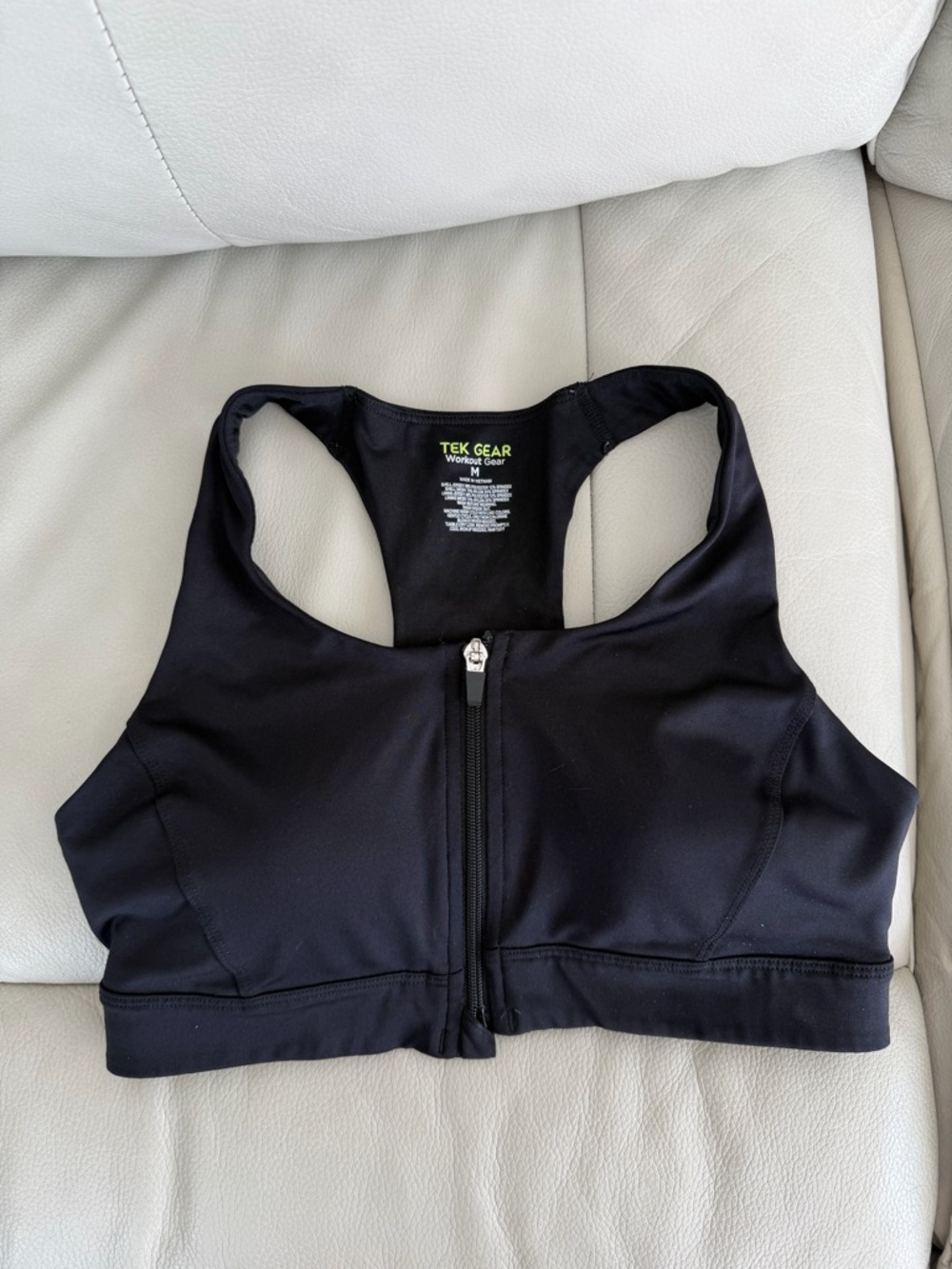tek gear Black Front Zip Racerback Sports Bra